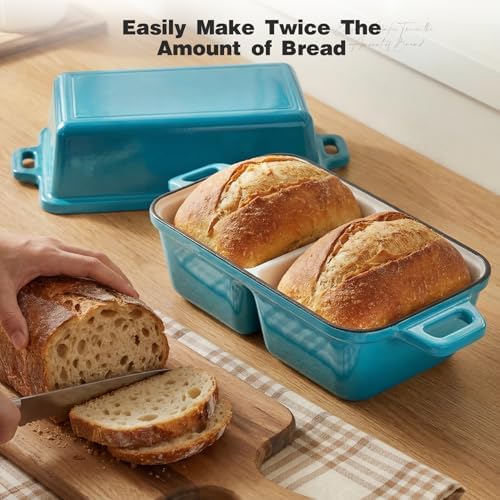 Double Dutch Oven for Sourdough Bread Baking, Enameled Cast Iron Dutch Oven