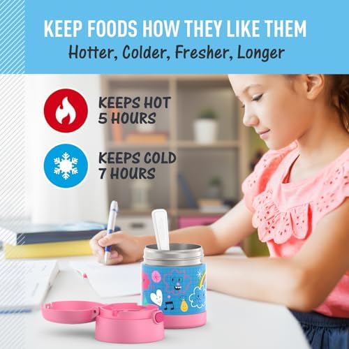 THERMOS FUNTAINER Kids Food Jar with Spoon, 10oz, Sketchbook
