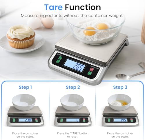 88lb Food Scale Stainless Steel with 6 Unit and Tare PCS Funtion
