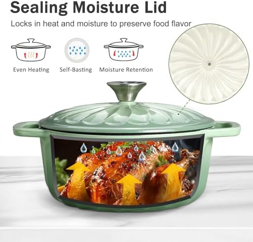 Enameled Cast Iron Dutch Oven Pot with Lid, 3 QT Small Dutch Oven