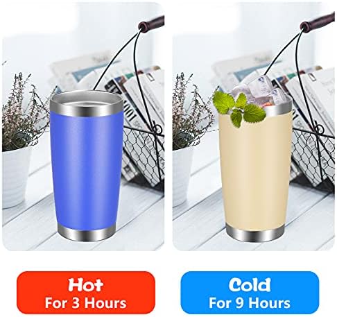 VEGOND 20oz Tumbler with Lid and Straw Stainless Steel Tumbler Cup Bulk Vacuum Insulated Double Wall Travel Coffee Mug Powder Coated Coffee Cup, Blue, 12 Pack