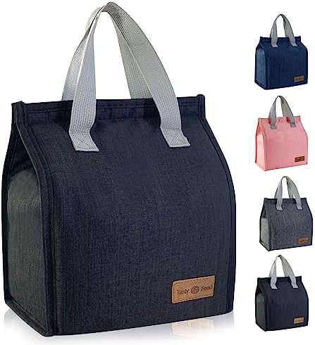 Mziart Minimalist Lunch Bag Small Insulated Lunch Box for Women Men, Black