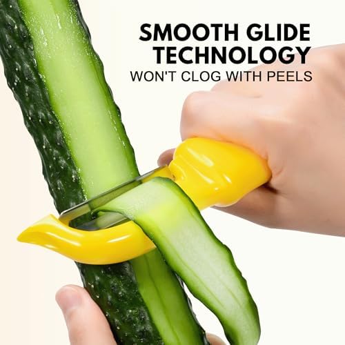 Rainspire Vegetable Peeler Potato Peelers for Kitchen, Sharp Stainless Steel Blades Veggie, Comfortable Handle Fruit Peeler, Carrot Peeler Apple Peeler Dishwasher Safe, Yellow, 2-Pack
