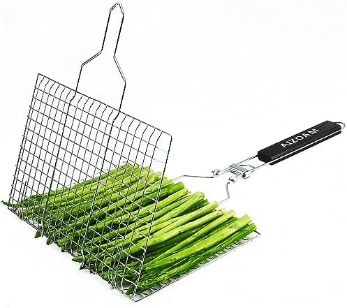 Shallow Grill Basket Fish Grill Basket, Fish Grilling Basket BBQ Fish Grill Baskets for Outdoor Grill,Grill Basket with Removable Handle. Perfect for Grilling Fish Fillets