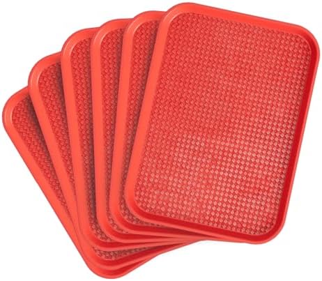 Commercial Fast Food Serving Trays, Small, 14" x 10", 6 Pack, Red
