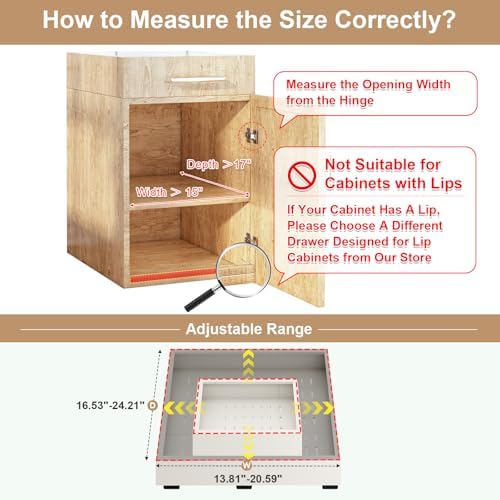 Fokyfok Pull out Cabinet Organizer,14"-21"W,17"-24"D,Expandable,Adhesive