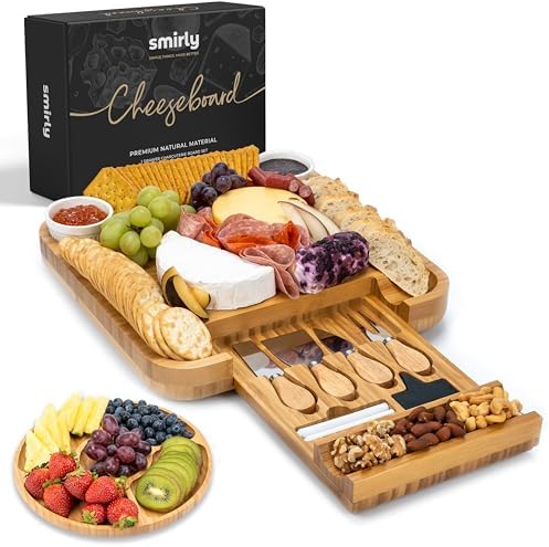 SMIRLY Charcuterie Board Set with Serving Accessories, Bamboo