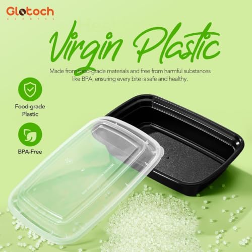 Glotoch Meal Prep Containers with Lids, 28 oz, 200 Pack (400-Piece)