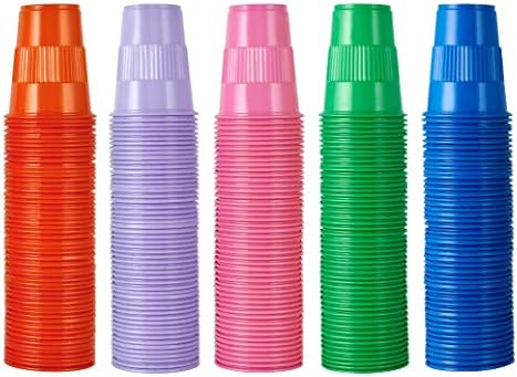 Lilymicky 500 Pack 9 oz Disposable Plastic Cup in 5 colors, Great for Party
