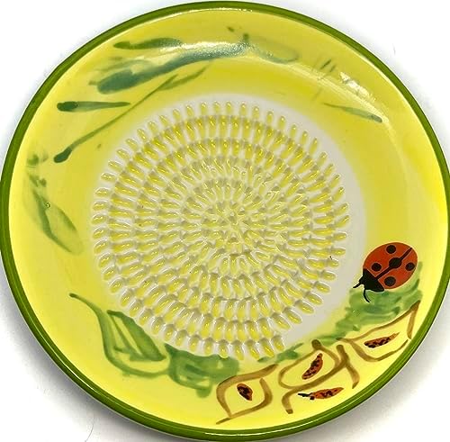 BonCera, Premium Ceramic Garlic Grater Plate Set - Yellow Ladybug