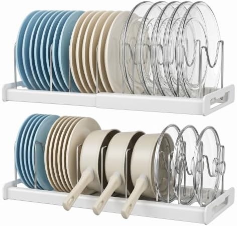 2-Pack Pots and Pans Organizer under cabinet with 9 Adjustable Dividers-22"