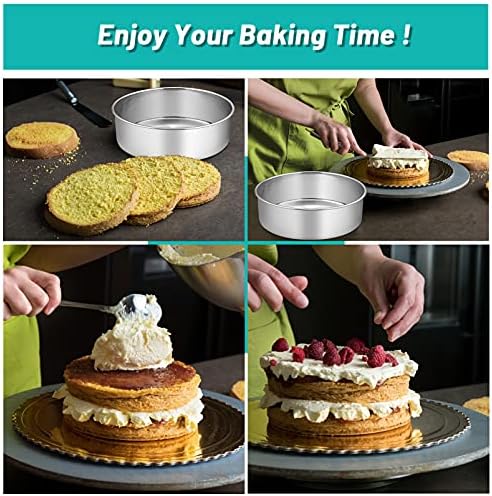 TeamFar 8 Inch Cake Pan, 8” x 3” Stainless Steel Round Deep Cake Baking Pan