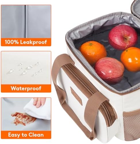 Lifewit Medium Lunch Bag, Insulated Lunch Box, Soft Cooler Cooling Tote for Adult Men Women, Beige 12-Can (9L)