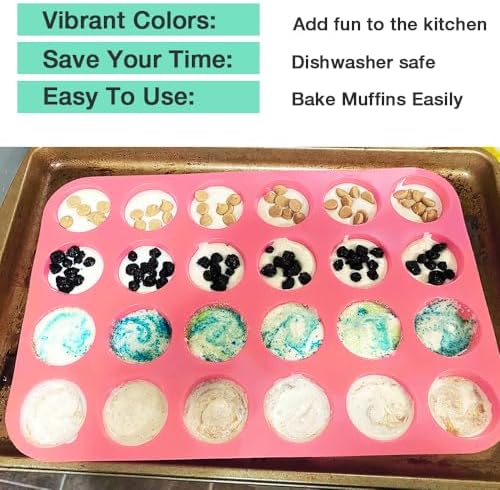 Silicone Mini Muffin Pan, 24 Cups Cupcake Pan, 2PCS