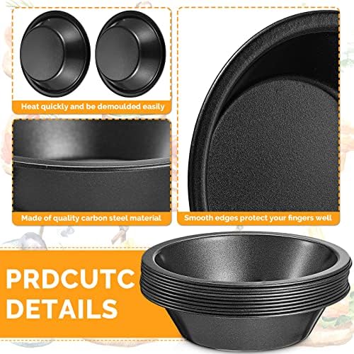 8 Pcs 4 Inch Steel Mini Pie Pans Tins, Black