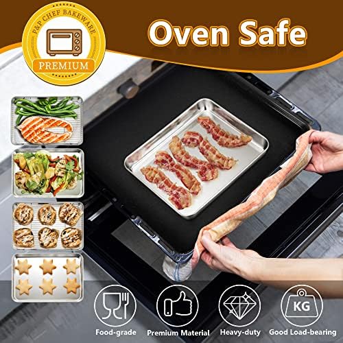 P&P CHEF Stainless Steel Baking Sheet with Rack Set for Cookie, 10.4 Inch