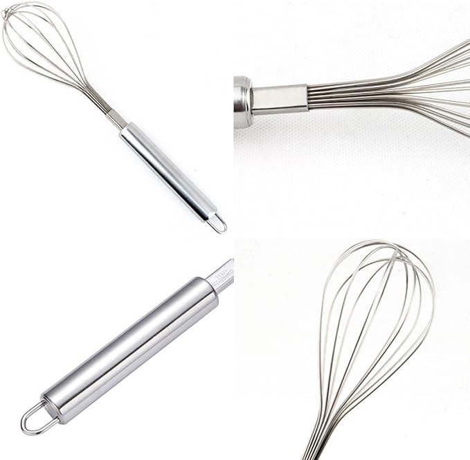 Whisks for Cooking, Wisking Tool 2 PCS, Metal Whisk Set for Non-Stick Cookware, Balloon Egg Beater Perfect for Blending, Whisking, Beating, Frothing & Stirring-Easy to Use and Clean (11.81"&9.84")
