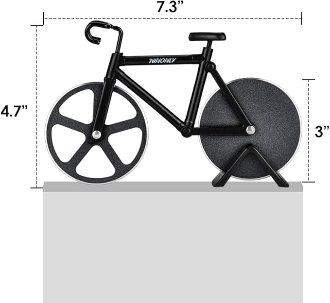 Ninonly Bicycle Pizza Cutter Wheel,Non-stick Bike Pizza Slicer,Stainless Steel Cutting Wheels With a Stand for Pizza Lovers, Housewarming Gifts Cool Kitchen Gadget Cool Men's Gift