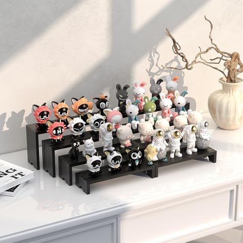 4 Set Black Wooden Tiered Riser Display Stands for Vendor Events,Stackable Wood Cupcake Stand,Farmhouse Decor Wood Dessert Table Display Set,Vendor Booth Display Items,Food Display Risers for Party