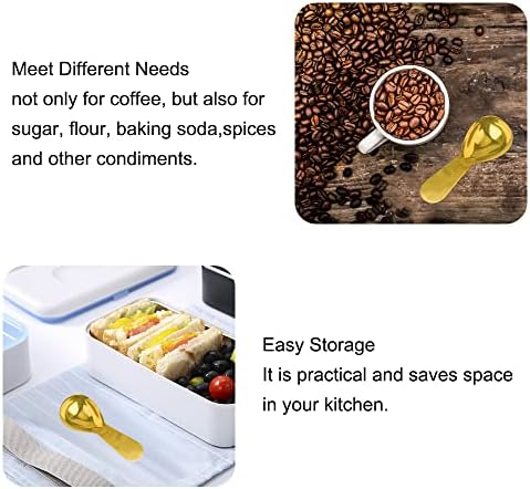 Coffee Scoop Set of 2, Gold Stainless Steel Measuring Spoons, 15ml & 30ml, Compact Short Handle, Measure Spoon for Espresso, Protein Powder, Matcha, Cocoa & Baking