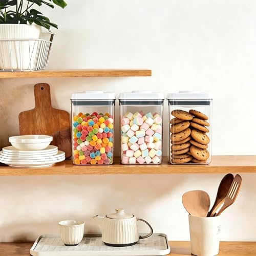 Pop Push Button Airtight Food Storage Containers 3 Pack (1.8Qt)