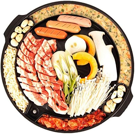 COOKKING - Master Grill Pan, Korean Traditional BBQ Grill Pan - Stovetop Nonstick Indoor/Outdoor Smokeless BBQ Cast Aluminum Grill Pan, Made in Korea