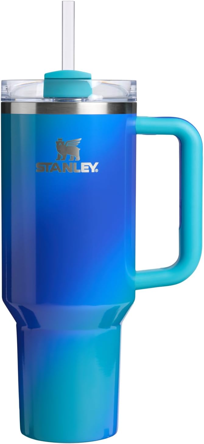 STANLEY Quencher H2.0 Tumbler with Handle and Straw 40 oz | Flowstate 3-Position Lid | Cup Holder Compatible for Travel | Insulated Stainless Steel Cup | BPA-Free | Sea Glass Aura