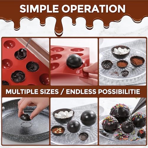 Semi Sphere Silicone Molds, Sphere Chocolate Mold 15-Cavity Small Half Sphere Round Silicone Molds for Making Jelly, Cake, Chocolates Bombs 2 Pack