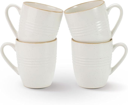 famiware Jupiter Coffee Mugs Set of 4, 13 oz Coffee Mug, Microwave and Dishwasher Safe, Coffee Cups with Handle for Coffee, Tea, Cocoa, Milk, White