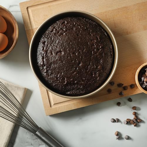 Martha Stewart Gallen 8 Inch Round Nonstick Carbon Steel Cake and Bake Pan - Champagne Durable Bakeware for Cakes, Pies & Desserts