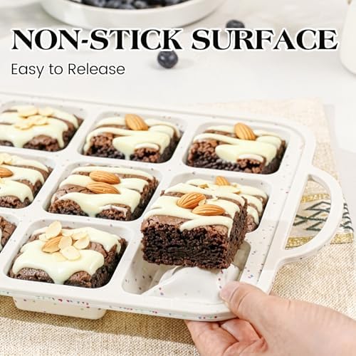 Vinino Silicone Brownie Pans with Dividers, 3 Pack with Metal Frame