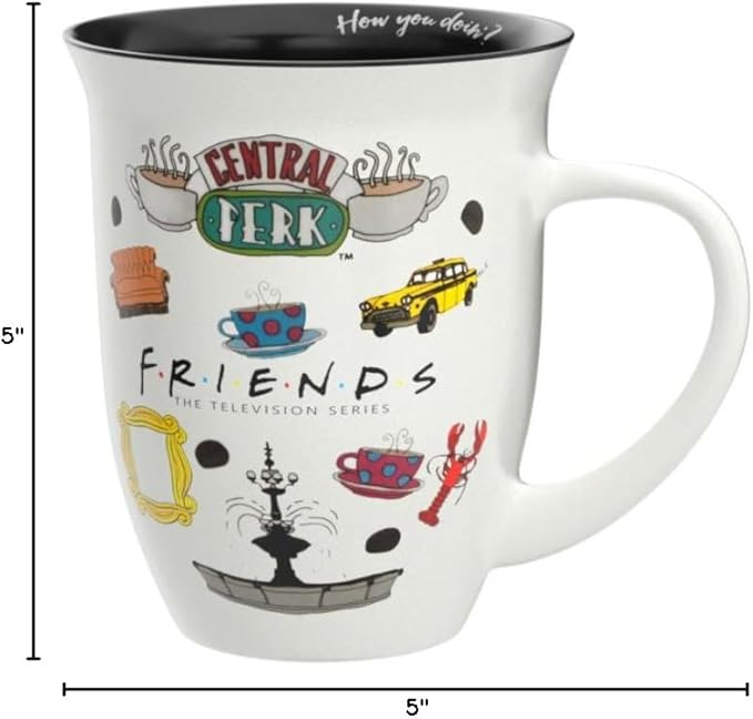 Silver Buffalo Friends Central Perk Logo Wide Rim Ceramic Mug, 16 Ounces