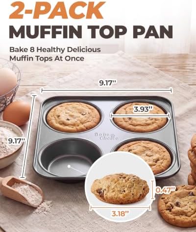 Bake Choice Muffin Top Pan, 4-Cup Hamburger Bun Pan, 4' Baking Pan 2 Pack