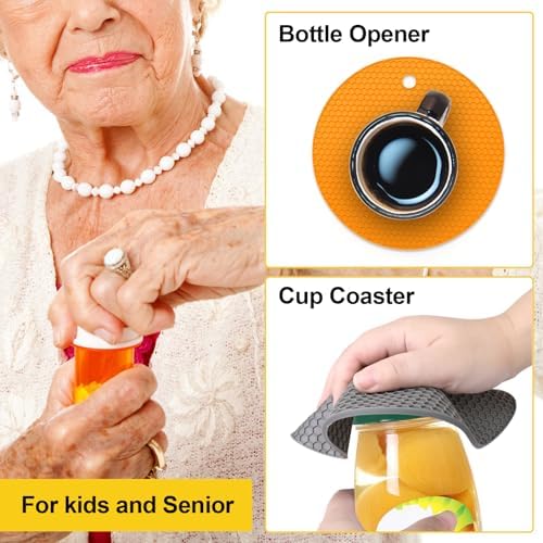 Silicone Jar Opener Pads, 3 Pack, Orange Blue Gray