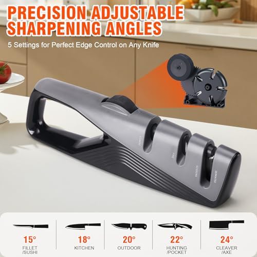 Topfeel Knife Sharpener with 5 Adjustable Angle, Coarse & Fine