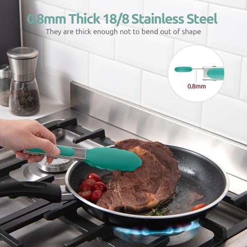 U-Taste Kitchen Tong for Cooking, 480ºF Heat-Resistant Tps, 7in/Aqua Sky