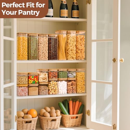 ComSaf Glass Storage Containers with Lids 1.2 Qt, Set of 6 Food Storage Jar