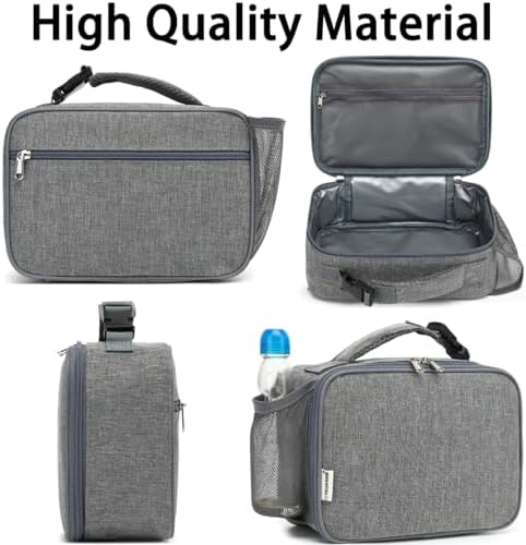 GYEUKHAM Insulated Lunch Box for School, Thermal Reusable Durable Freezable Lunch Bags for Kids Boys Girls Men Women - Small Soft Cooler Portable Lunch Tote Kit for Work Picnic Travel,Grey