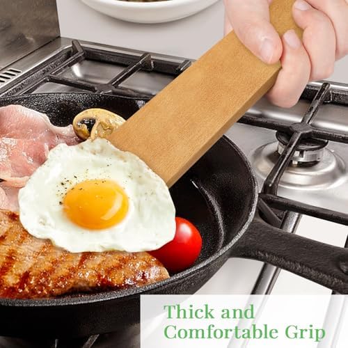 MORGLES 3Pcs Wooden Spatula Set, Long Handle for Nonstick Pans Cooking