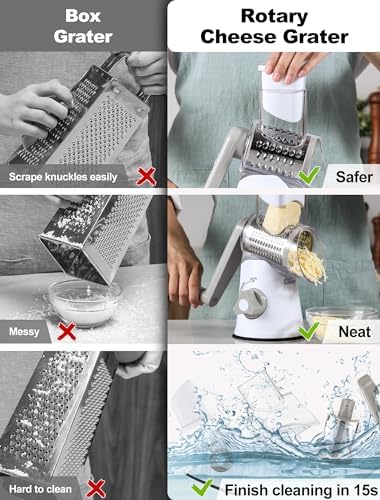 GDL Cheese Grater Hand Crank, Rotary Cheese shredder, Vegetable Slicer