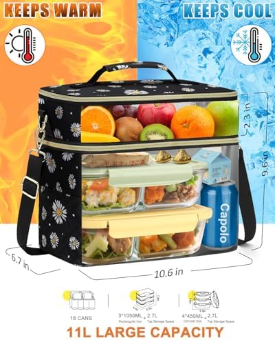 Capolo Lunch Bag for Women Men Insulated Lunch Tote Leakproof Lunchbox Bags