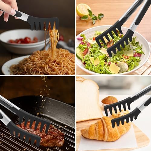 Pasta Tong Spaghetti Tongs, 9-Inch Heat Resistant Silicone Pasta Tongs