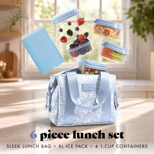 Fit & Fresh Remi Neoprene Lunch Bag for Women w/Ice Pack & Containers