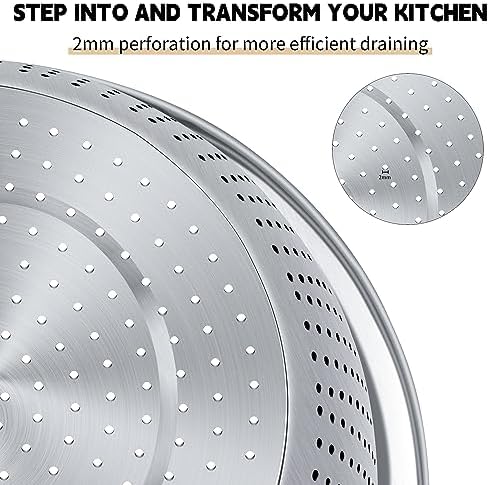 Gulex Colander Stainless Steel 4-quart with Bowls,Strainer for Kitchen(2PC)