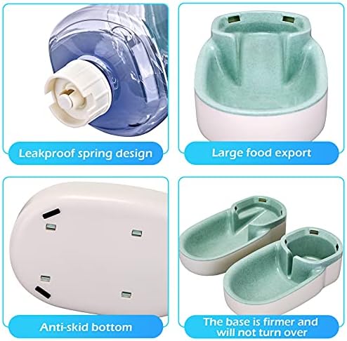 Kacoomi Automatic Dog Cat Feeder and Water Dispenser Gravity Food Feeder and Waterer Set with Pet Food Bowl for Small Medium Dog Puppy Kitten, Large Capacity 1 Gallon x 2