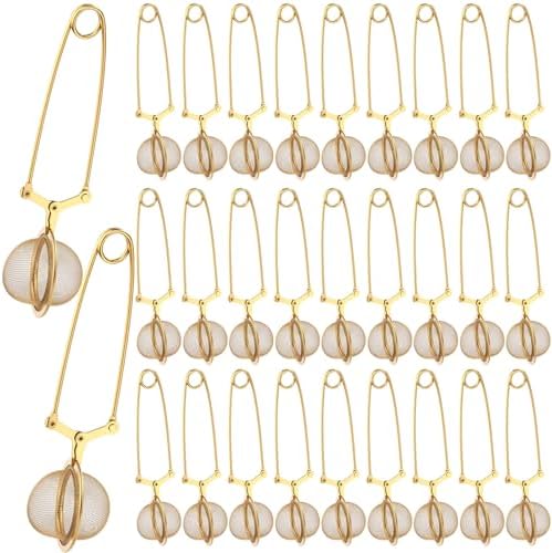 Yinder 30 Pcs Snap Ball Tea Infuser Stainless Steel, Gold