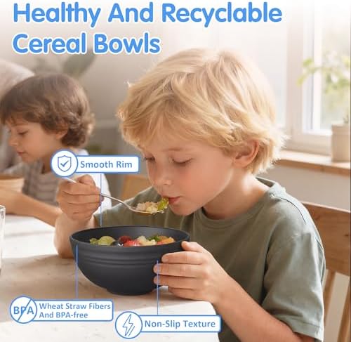 Quatish 10 PCS Cereal Bowls, Plastic Bowls, Small Snack Soup Kitchen Bowl