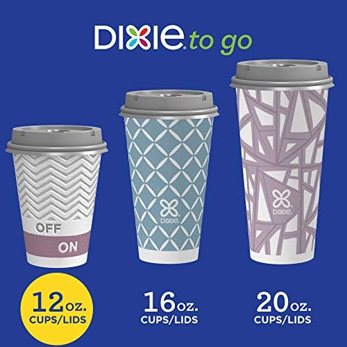 Dixie Paper Coffee Cups With Lids, 12 oz | 14 Count | Pack of 2 | Insulated | For Hot or Cold