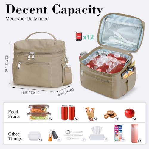 DALINDA Insulated Lunch Box Women Men Leak-Proof Cooler Lunch Bag
