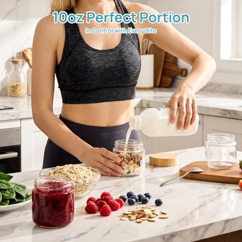Vtopmart 8 Pack 10oz Glass Overnight Oats Containers with Bamboo Lids